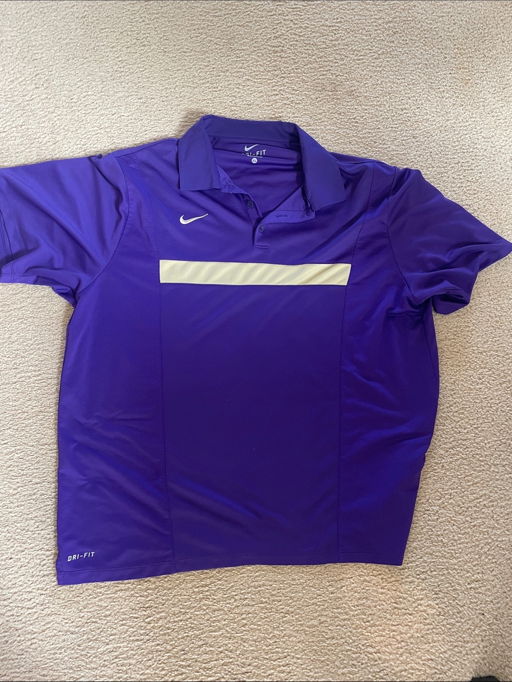 Nike Men's Purple Polo with Cream Chest Stripe
